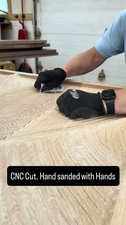 Still from the clip “CNC Cut. Hand sanded with Hands”.