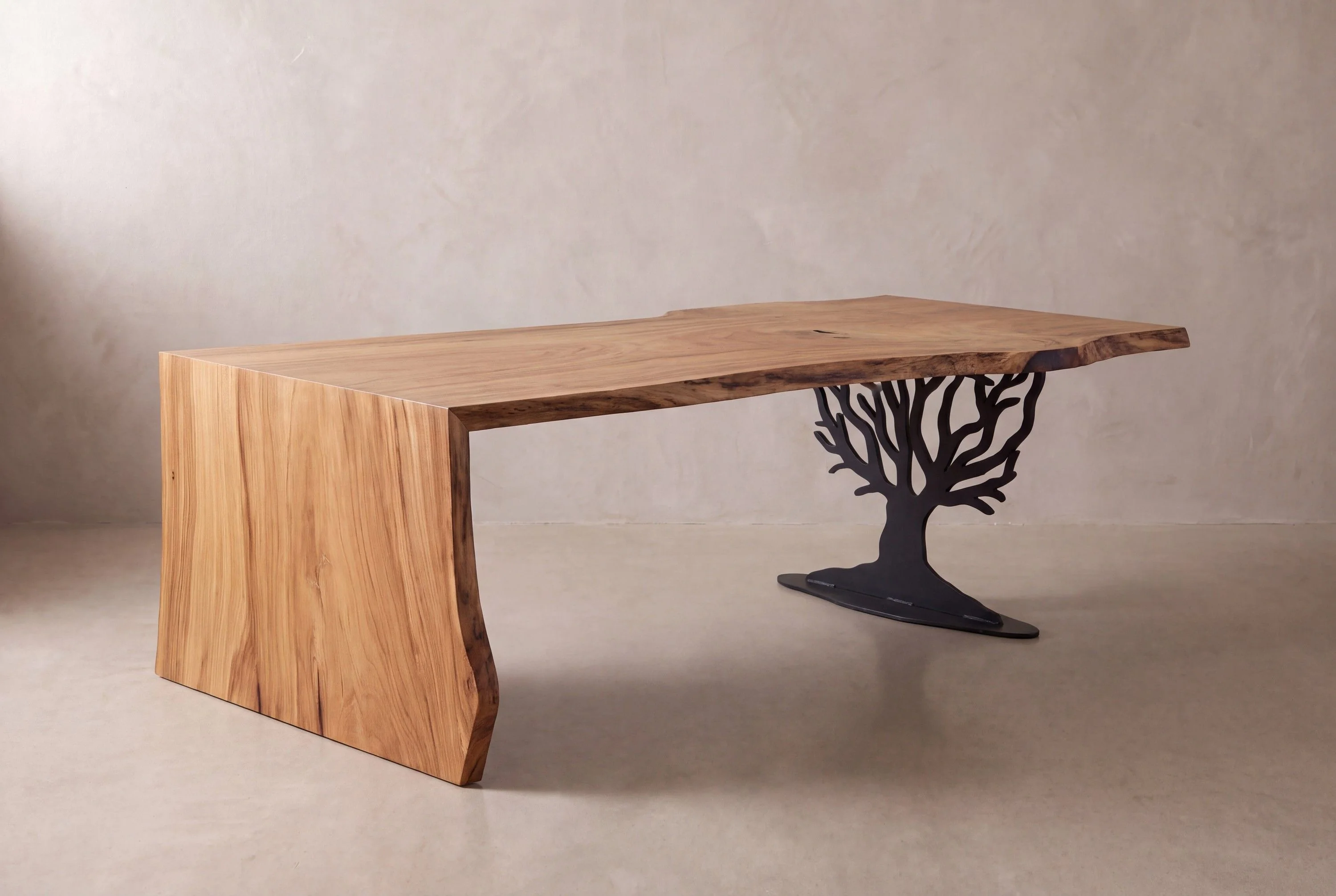 Live edge waterfall: a studio rendering of the collection's lead piece.